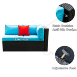 Outdoor Sectional Set With Blue Cushions - Furniture Home Direct