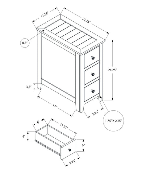 Accent End Table, Storage Drawer, Transitional Design - Furniture Home Direct