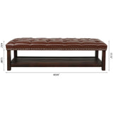 Bedroom End Of Bed Bench Tufted Upholstered End Of Bed Bench End Of Bed Entrance Shoe Bench With Nailhead Trim And Shelf Bedroom Upholstered Leather Bench Living Room Shoe Rack Footstool - Furniture Home Direct