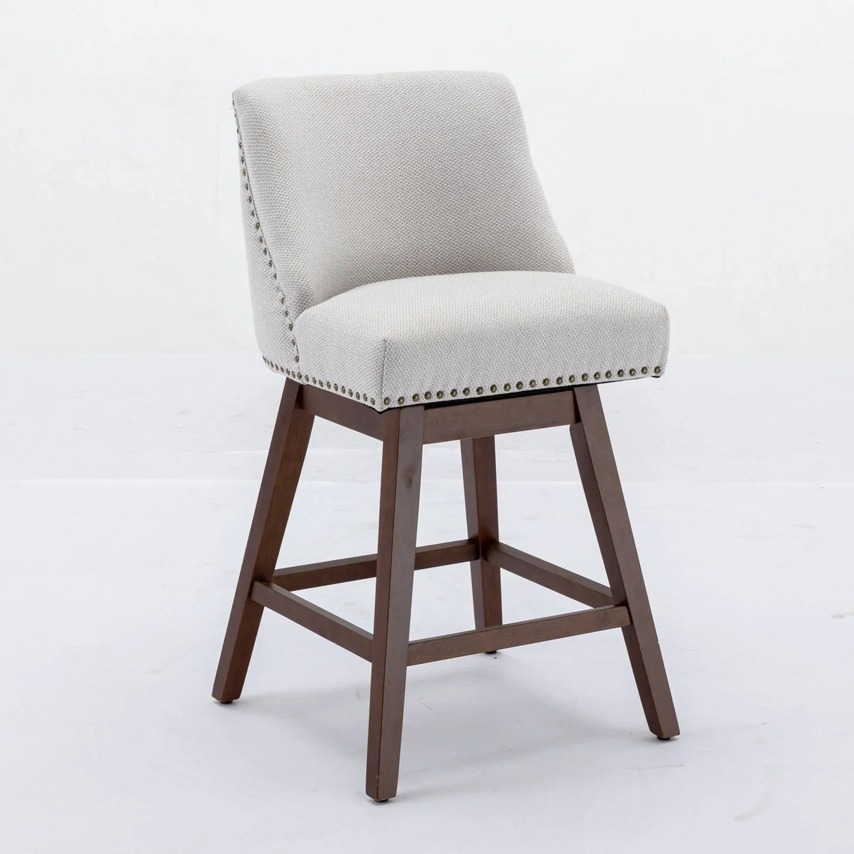 Counter Height Swivel Barstools, 26'' H Seat Height Upholstered Bar Stools (Set of 2), Fabric - Furniture Home Direct