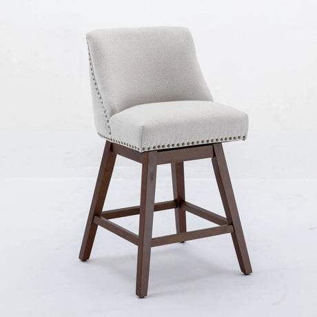 Counter Height Swivel Barstools, 26'' H Seat Height Upholstered Bar Stools (Set of 2), Fabric - Furniture Home Direct