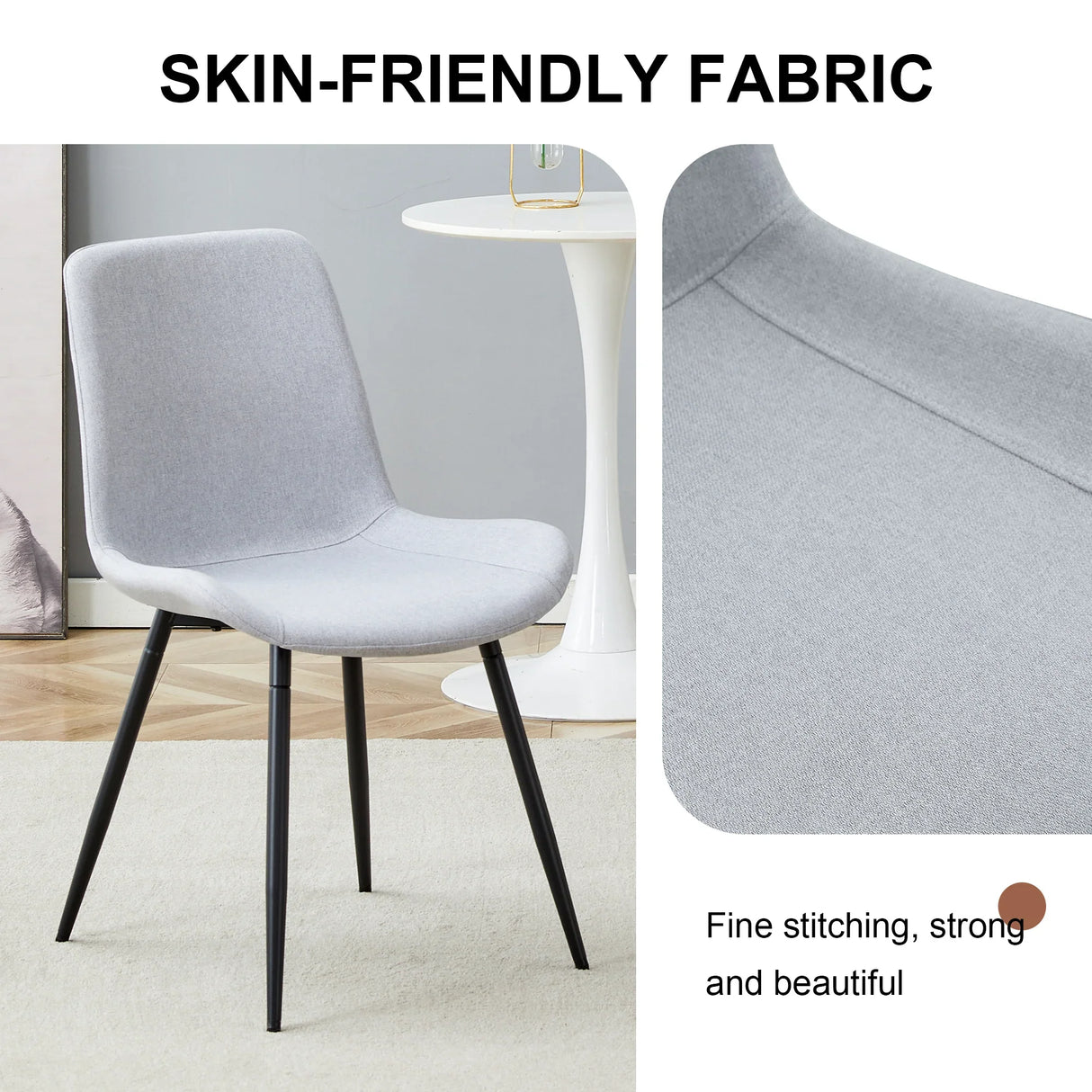 Dining Chair Set Modern Light Upholstered Fabric Chairs Gray - Furniture Home Direct