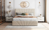 Storage Bed With Lift Platform Upholstered Queen Beige - Furniture Home Direct