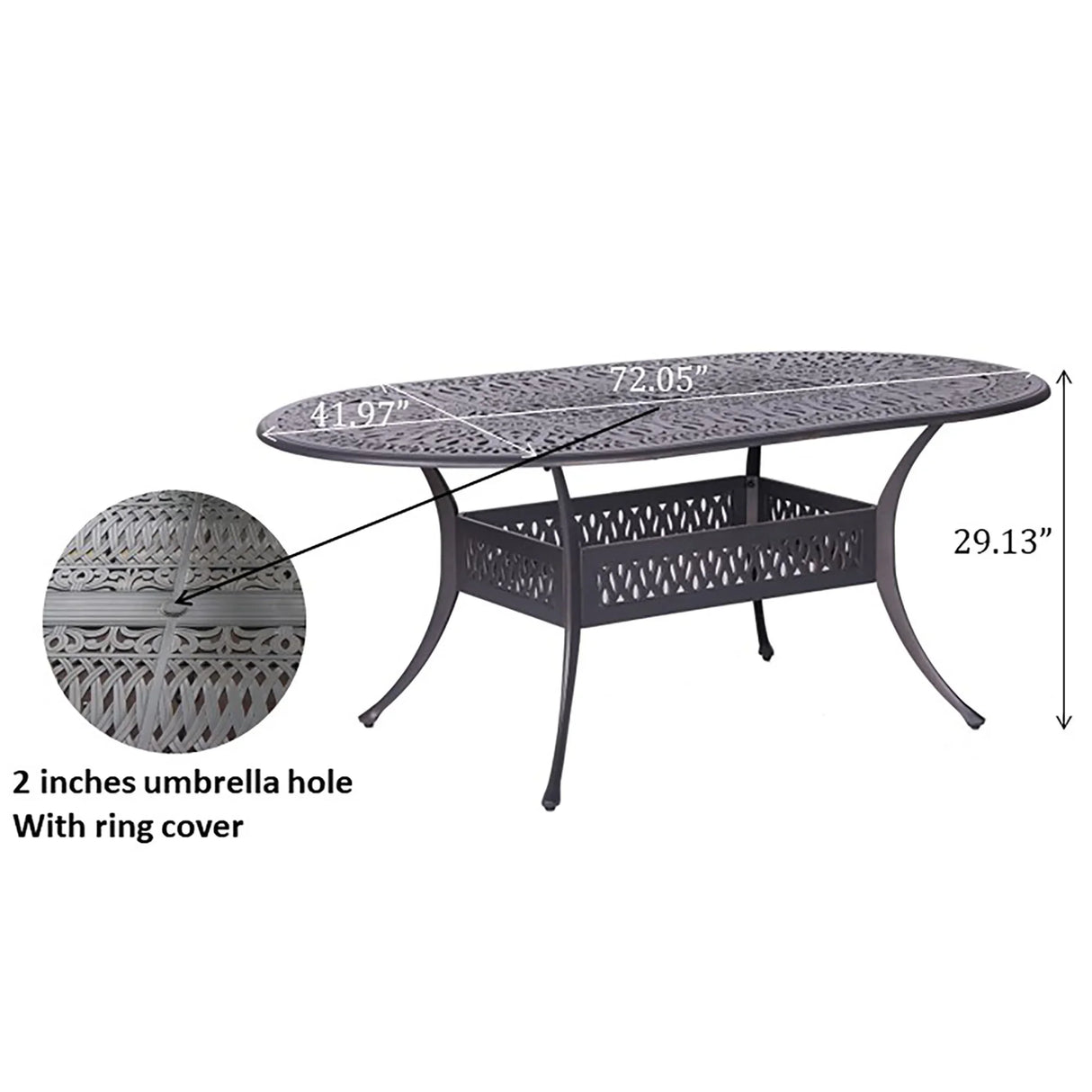 Oval Aluminum Dining Set With Cushions - Furniture Home Direct