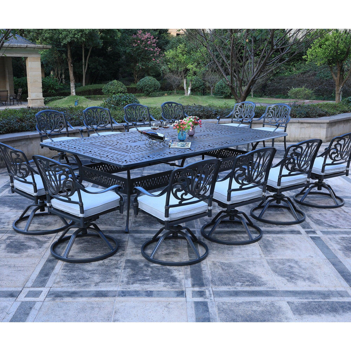 Rectangular Metal Dining Set With Cushions - Furniture Home Direct