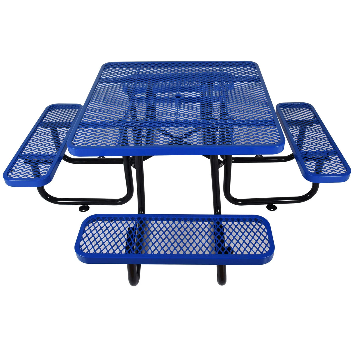 Square Outdoor Steel Picnic Table, With Umbrella Pole - Furniture Home Direct