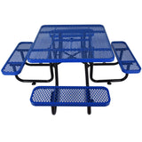 Square Outdoor Steel Picnic Table, With Umbrella Pole - Furniture Home Direct