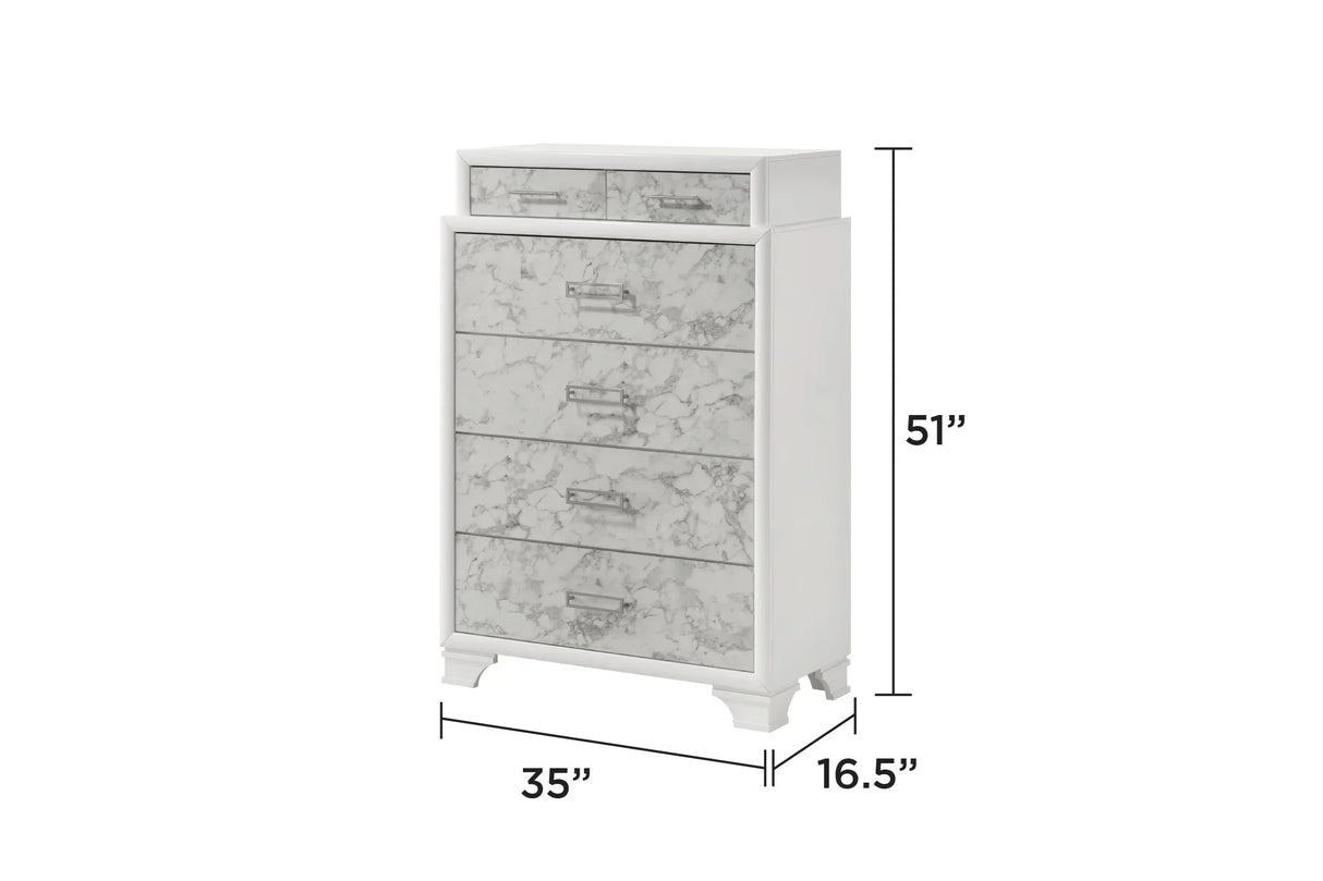 Bedroom Set 5 Piece Modern Queen Bed Dresser White - Furniture Home Direct