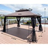 Patio Gazebo Tent With Ventilated Double Roof And Mosquito Net For Backyard Or Garden - Furniture Home Direct