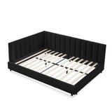 Mid-Century Upholstered Tufted Bed Frame With Backrest And Armrests - Furniture Home Direct