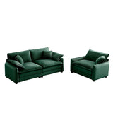 Loveseat and Chair Set - Green Corduroy - Furniture Home Direct