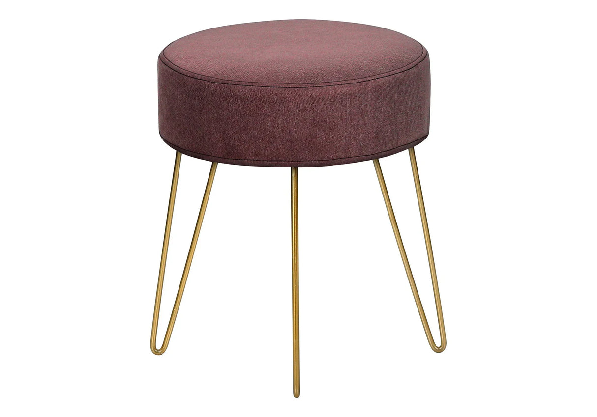 Ottoman, Pouf, Footrest, Foot Stool, Round Gold Metal Legs, Contemporary, Modern - Furniture Home Direct