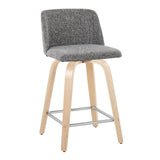 Toriano - Contemporary Fixed Height Counter Stool With Swivel With Square Footrest (Set of 2) - Furniture Home Direct