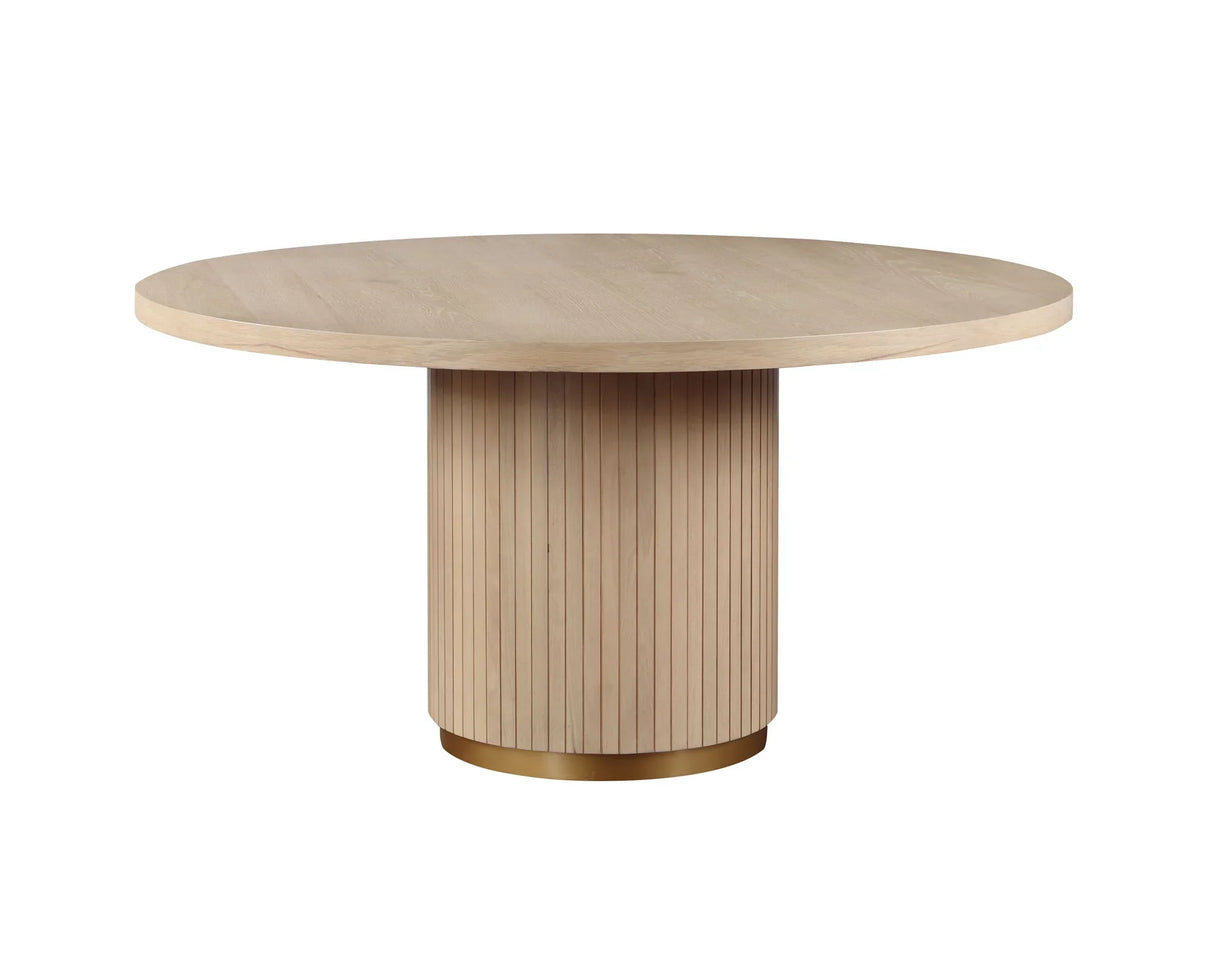 Caspian - 5 Piece Round Dining Table Set With Chairs - Oak - Furniture Home Direct