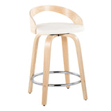 Grotto - Contemporary Fixed Height Counter Stool & Swivel, Round Footrest (Set of 2) - Furniture Home Direct