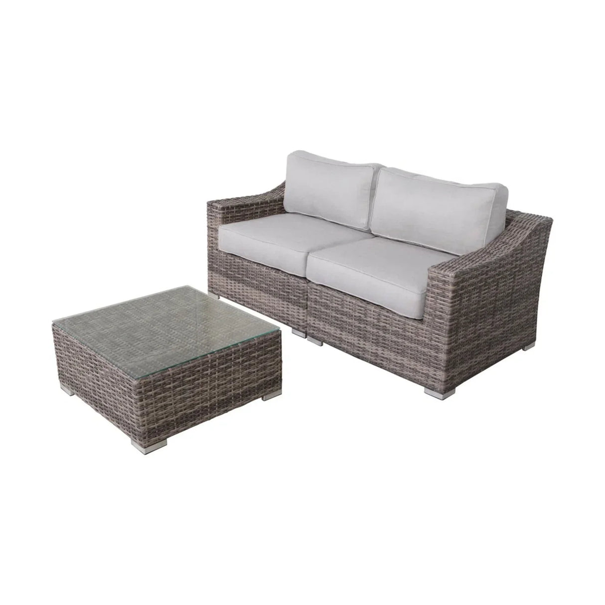 Outdoor Wicker Conversation Set With Cushions, All Weather - Furniture Home Direct