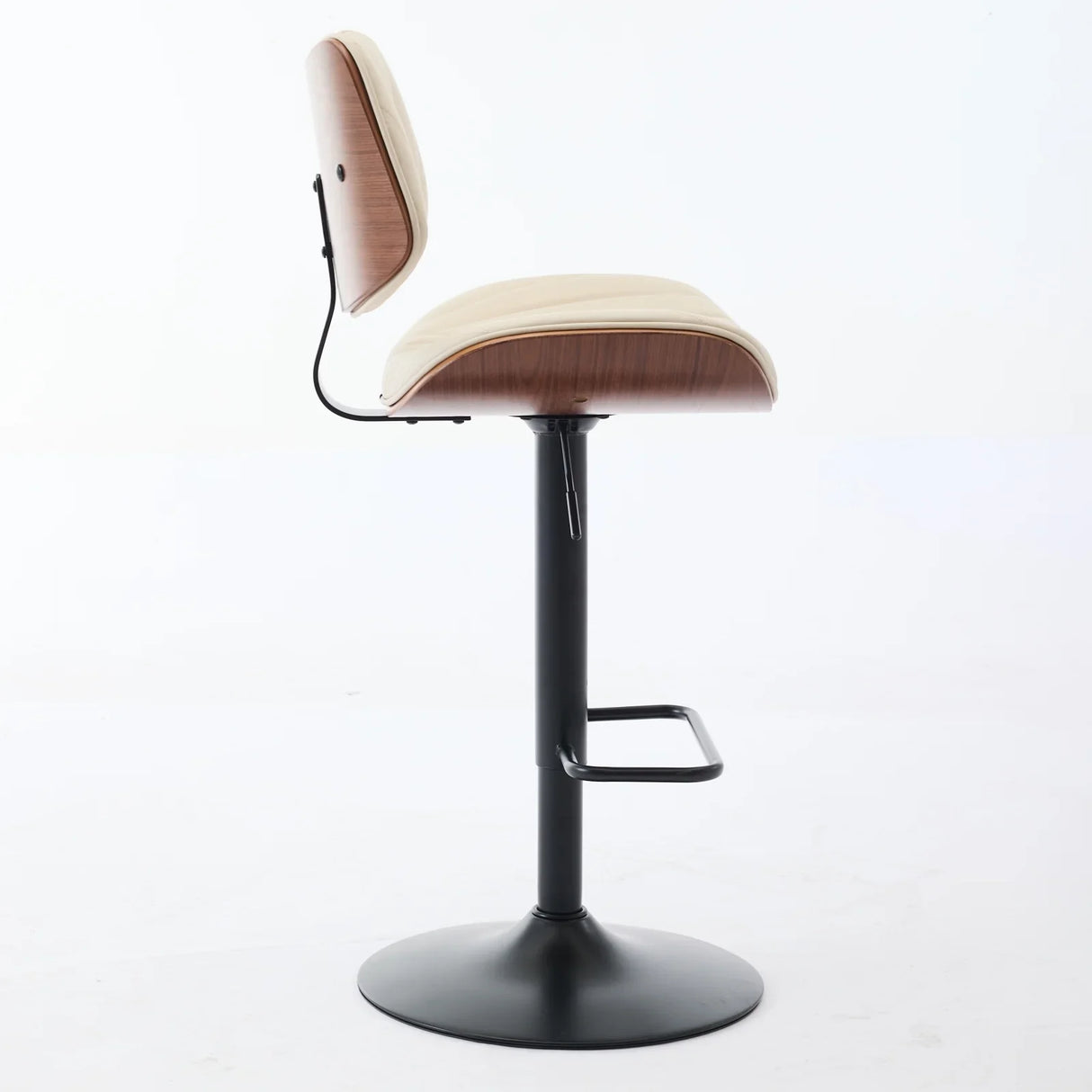 Counter Height Stool Adjustable PU Leather Swivel Beige - Furniture Home Direct