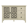Hollowed Out Cabinet With 2 Door 3 Drawers, American Furniture, Suitable For Bedroom, Living Room, Study - Natural - Furniture Home Direct