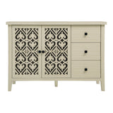 Hollowed Out Cabinet With 2 Door 3 Drawers, American Furniture, Suitable For Bedroom, Living Room, Study - Natural - Furniture Home Direct