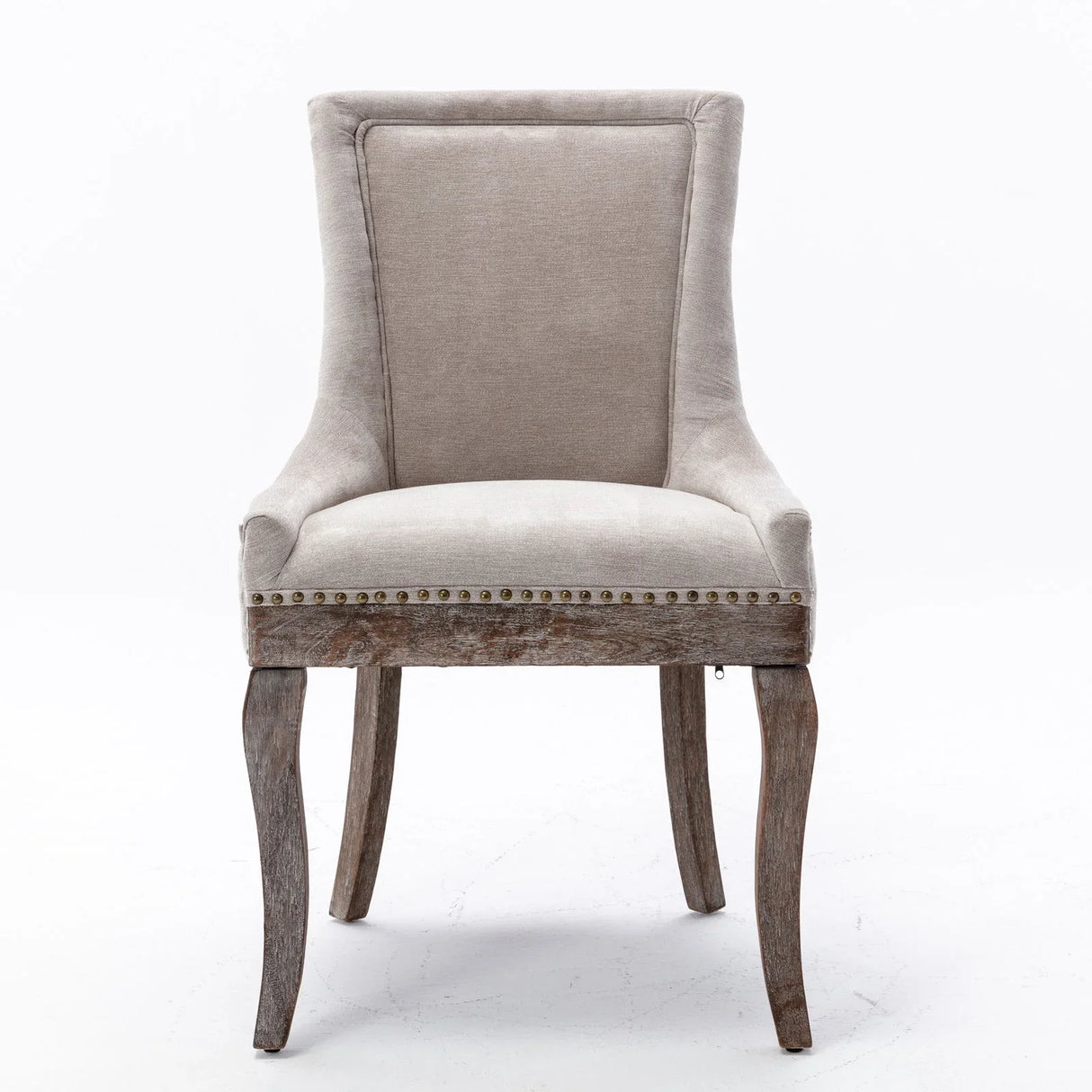Ultra Side Dining Chair,Thickened Fabric Chairs With Neutrally Toned Solid Wood Legs, Bronze Nail Head (Set of 2) - Furniture Home Direct