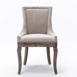 Ultra Side Dining Chair,Thickened Fabric Chairs With Neutrally Toned Solid Wood Legs, Bronze Nail Head (Set of 2) - Furniture Home Direct