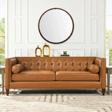 Hausen - Mid-Century Modern Round Accent Wall Mirror - Brown Walnut - Furniture Home Direct
