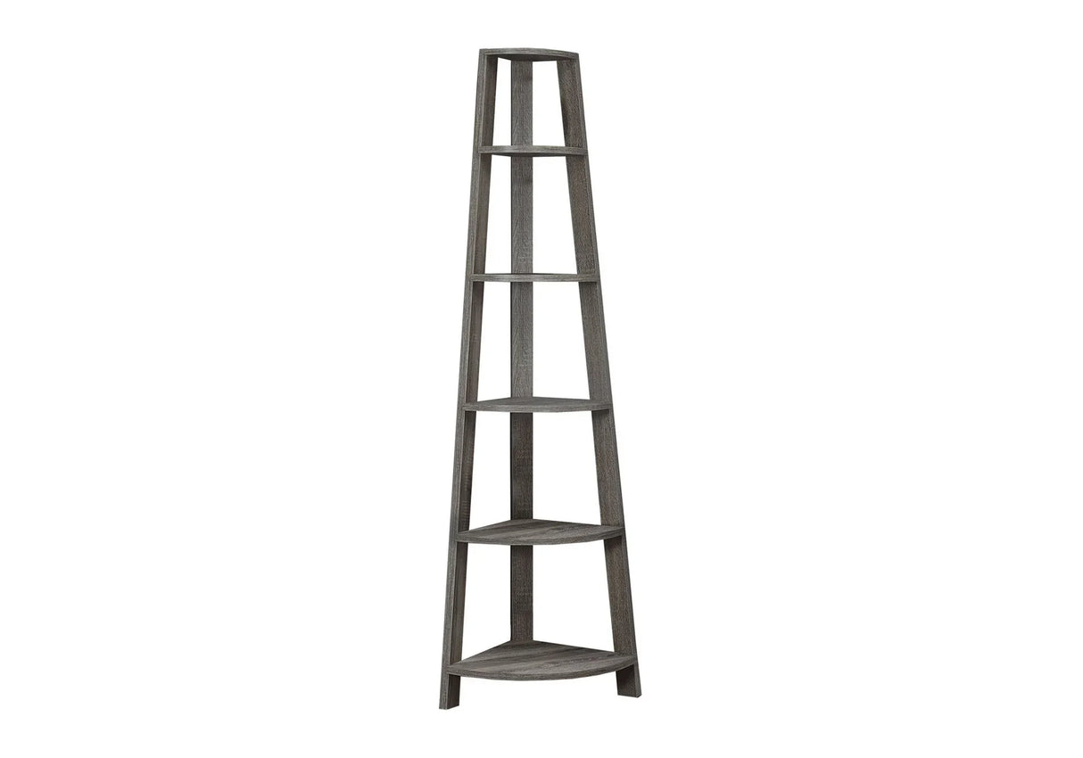 Bookshelf, Bookcase, Etagere, Corner, 5 Tier, For Office, Contemporary & Modern - Taupe - Furniture Home Direct
