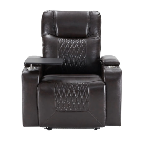 Power Motion Recliner With USB Charging Port And Hidden Arm Storage 2 Convenient Cup Holders Design And 360 Degree Swivel Tray Table - Furniture Home Direct