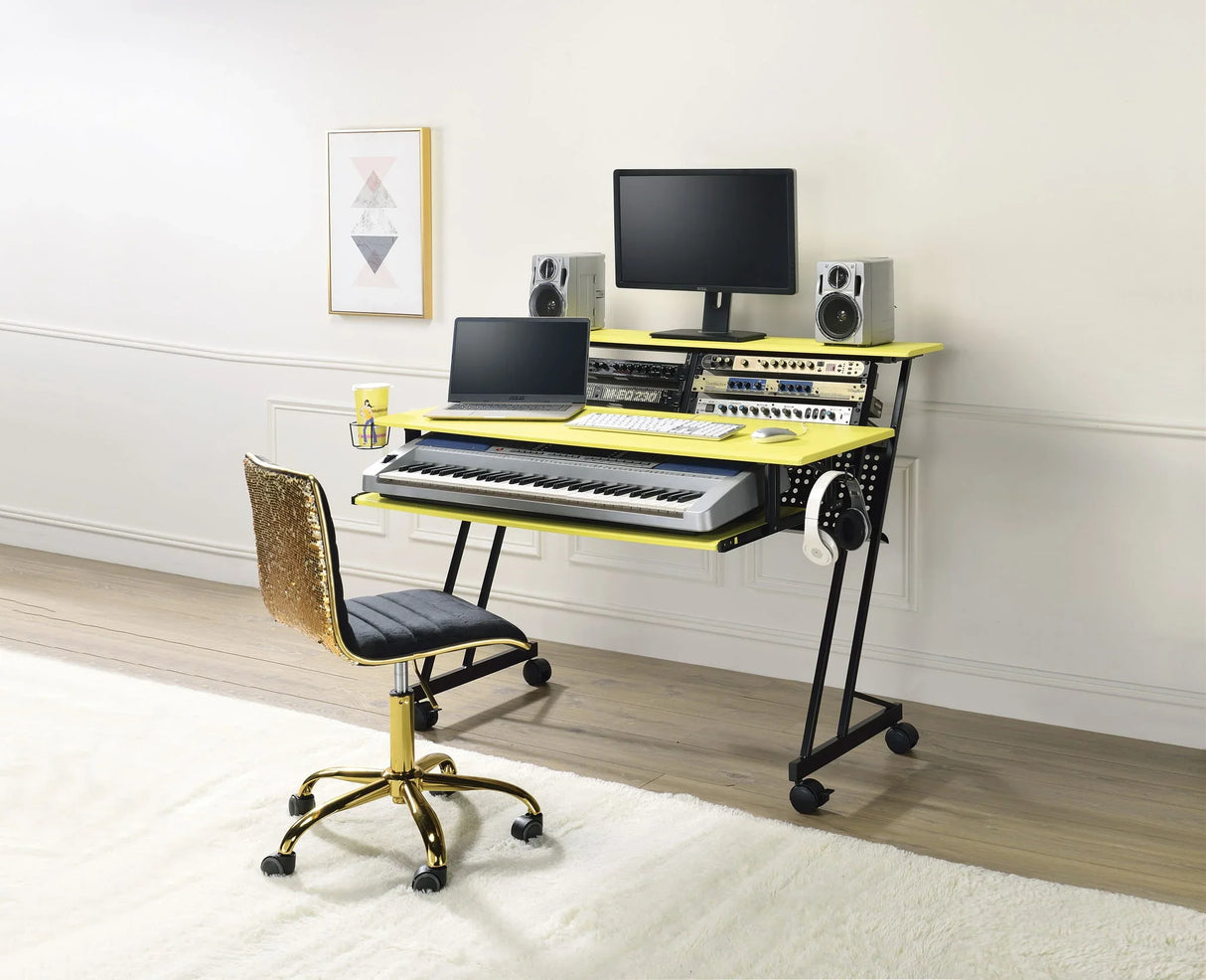 Suitor - Music Recording Studio Desk - Black / Yellow - Furniture Home Direct