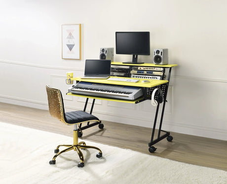Suitor - Music Recording Studio Desk - Black / Yellow - Furniture Home Direct