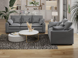 2 Piece Living Room Set Including Sofa and Love seat with Pillows - Grey - Furniture Home Direct