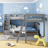 Solid L Shaped Bunk Bed With 3 Drawers, Ladder And Staircase - Furniture Home Direct