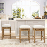 Lucia - Backless Upholstered Counter Stool With Frame - Ivory White - Furniture Home Direct