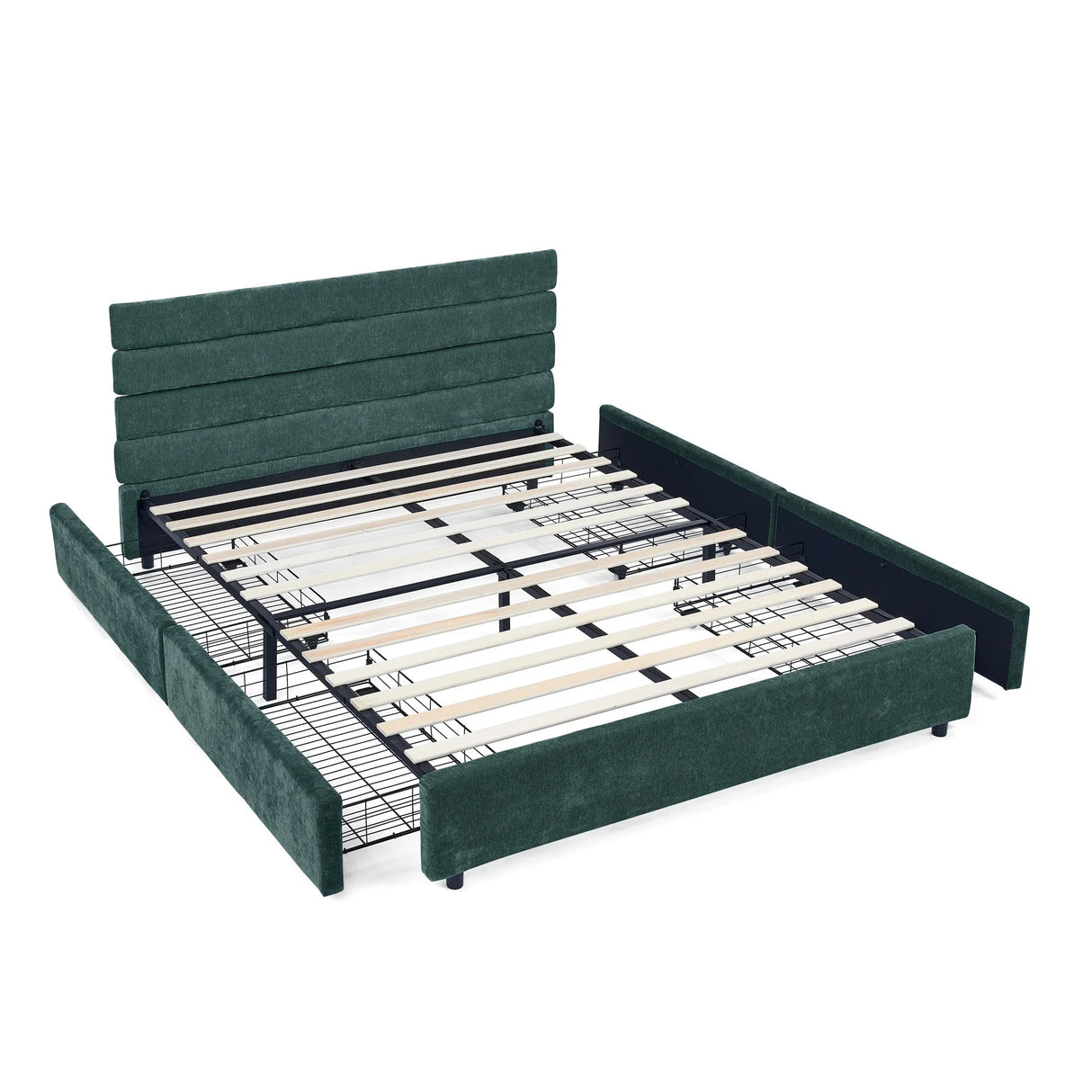 Modern Cushioned Bed Frame With Headboard And Drawers - Furniture Home Direct