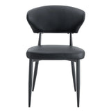 Dining Chairs Set Of 4 Modern PU Leather Metal Legs Black - Furniture Home Direct