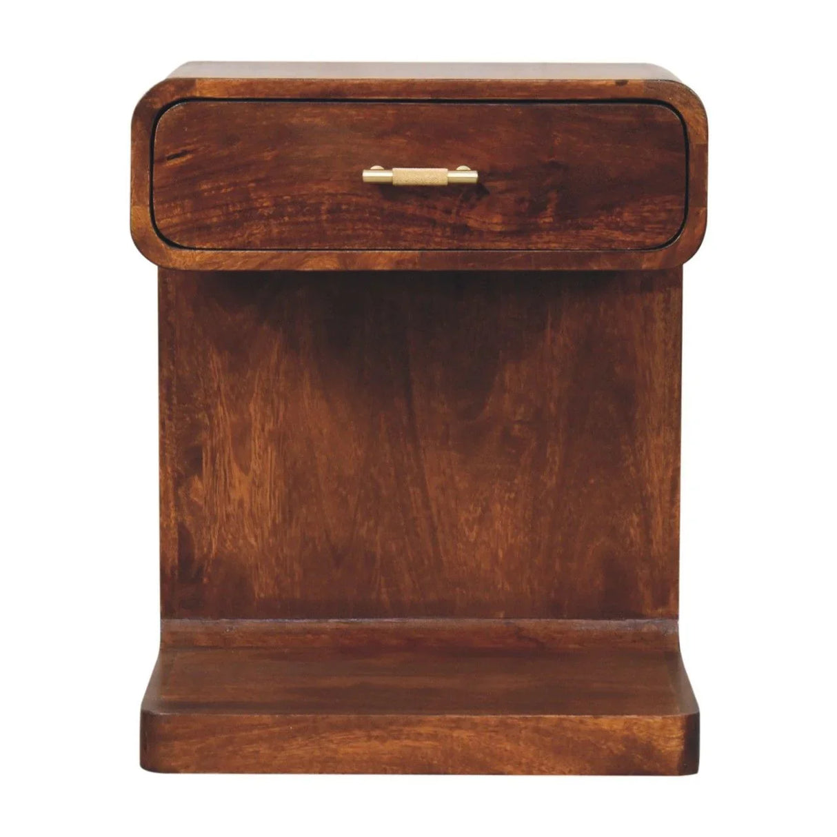 T Bar Rounded Bedside Table - Dark Brown - Furniture Home Direct