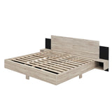 Floating Platform Bed, With LED Lights, Bedside Nightstand - Furniture Home Direct