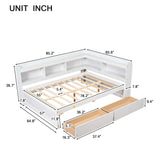 Full Bed With L-Shaped Bookcases, Drawers - Furniture Home Direct