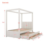 Upholstery Canopy Platform Bed With Trundle And Three Storage Drawers - Furniture Home Direct