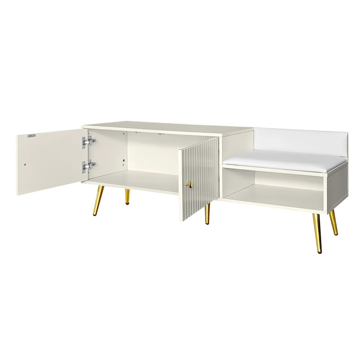 Modern Shoe Storage with Upholstered Cushions - Antique White - Furniture Home Direct