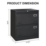 2 Drawer Metal Lateral File Cabinet With Lock, Office Vertical Files Cabinet For Home Office, Locking Metal File Cabinet - Black - Furniture Home Direct