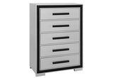 Queen Bedroom Set Modern Style Wood Finish Five Piece Black - Furniture Home Direct