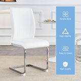 Dining Chairs Set Modern PU Upholstered Chrome White - Furniture Home Direct