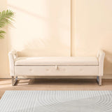 Wide Storage Soft Ottoman Bench With Armrests - Furniture Home Direct