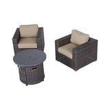 Rattan Patio Set With Comfortable Cushions And Fire Pit - Furniture Home Direct