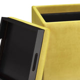Rockwood - Upholstered Cube Storage Ottoman With Tray - Furniture Home Direct