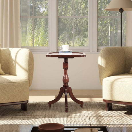 Mabel - Elegant Turned Pedestal Side Table - Rich Walnut Birch - Furniture Home Direct