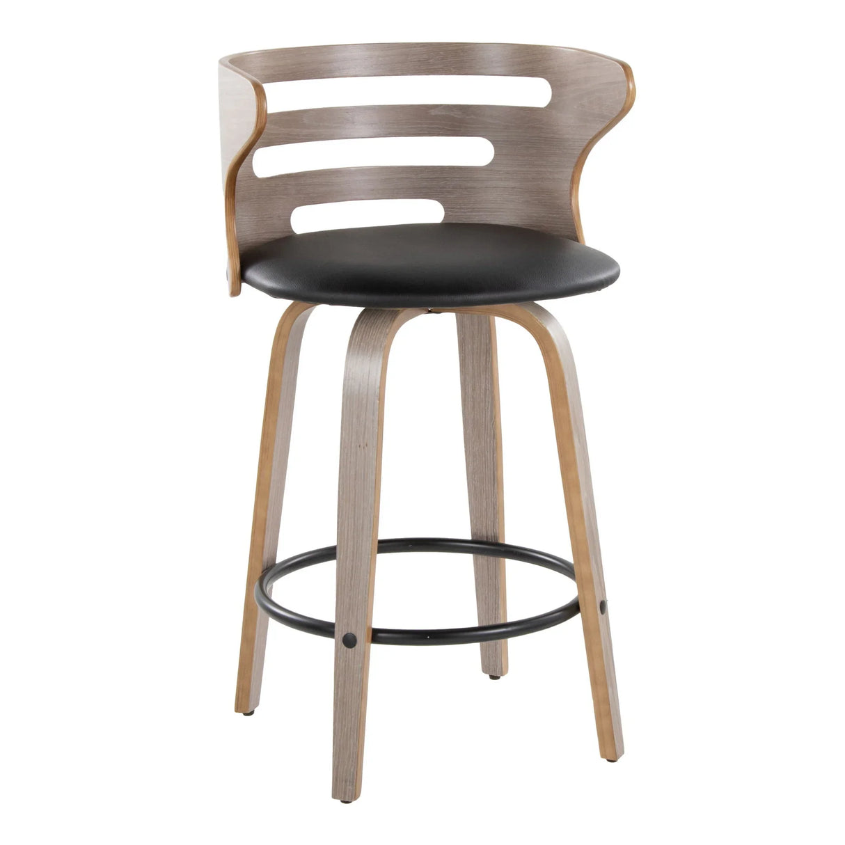 Cosini - Mid Century Modern Fixed Height Barstool With Swivel And Round Footrest (Set of 2) - Furniture Home Direct