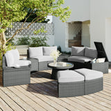 10 Piece Outdoor Sectional Half Round Patio Rattan Sofa Set - Furniture Home Direct