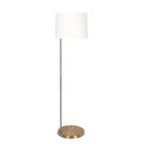 Zenith - Offset Base Floor Lamp With Drumshaped Linen Shade - Gold / White - Furniture Home Direct
